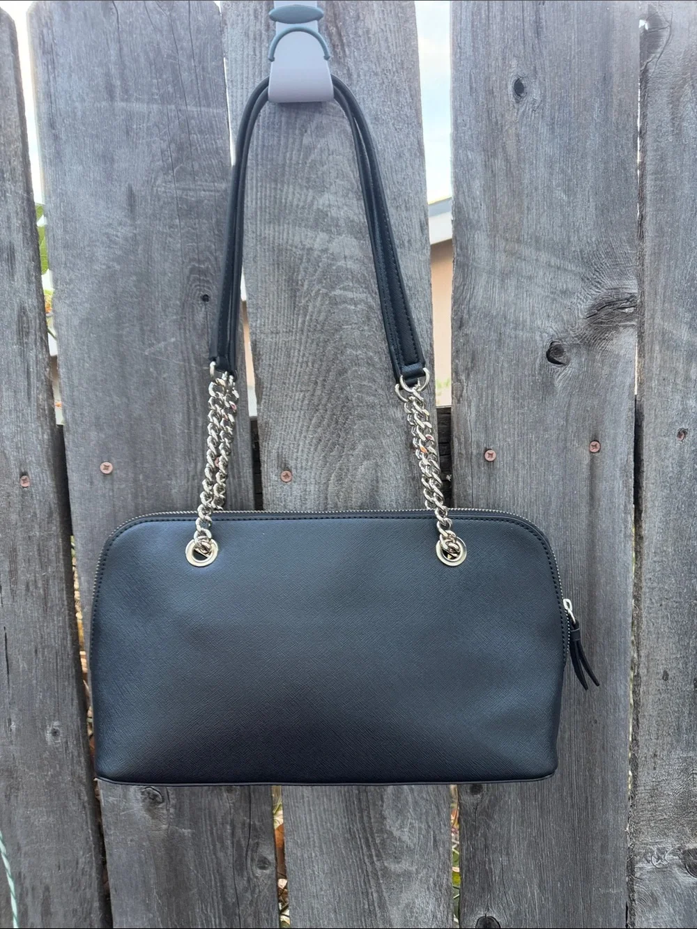 DKNY Black Shoulder Bag with Chain-Strap Accents